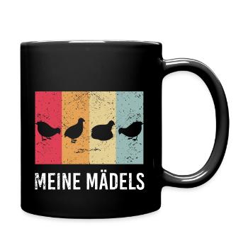Meine Mädels - Wachtel Bekleidung Wachtel Spruch - Tasse einfarbig - Schwarz - Rechts