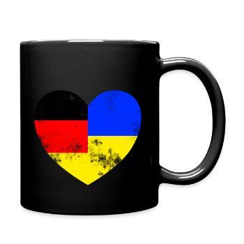 deutschland ukraine herz - Tasse einfarbig - Schwarz - Rechts