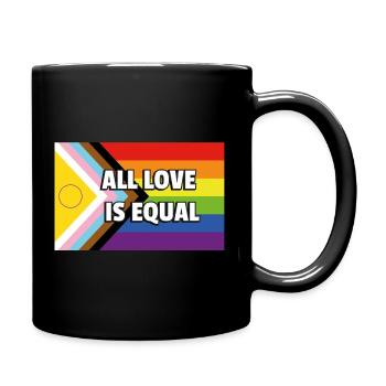Inclusive Pride Progress Flag ALLE LIEBE IST GLEICH - Tasse einfarbig - Schwarz - Rechts