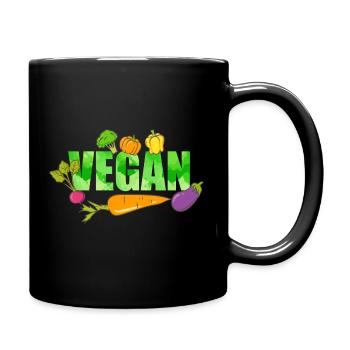 Go Vegan Vegan Vegetarian Vegetables instead of meat - Full Colour Mug - black - Right