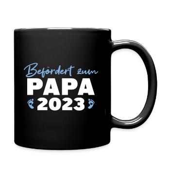 Schwangerschaft Geschenk Werdender Papa 2023 - Tasse einfarbig - Schwarz - Rechts