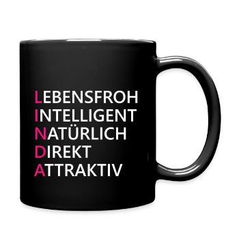 Linda Name Geschenk - Tasse einfarbig - Schwarz - Rechts