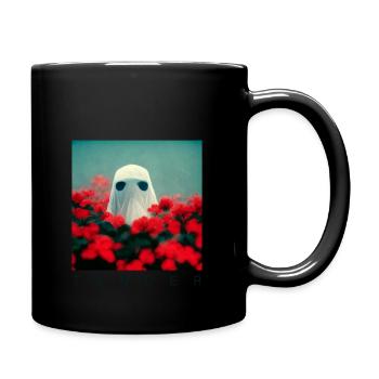 Gespenst im Blumenfeld - Rote Rosen - Tasse einfarbig - Schwarz - Rechts