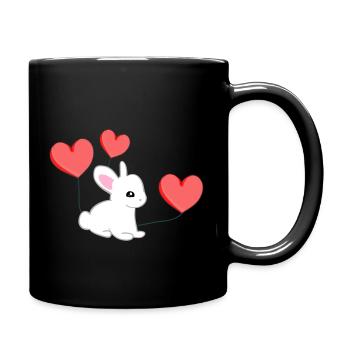 hase herzen symbol süß - Tasse einfarbig - Schwarz - Rechts