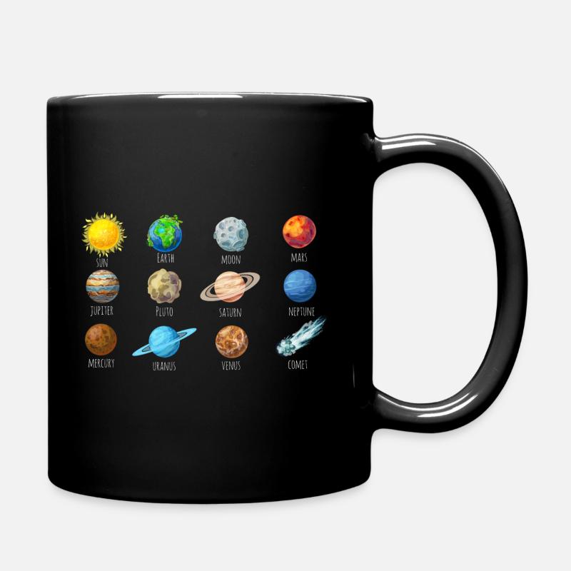 Planeten mit Namen - Tasse einfarbig - Schwarz