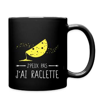J'peux pas j'ai raclette - Humour Fromage Hiver - Mug uni - noir - Droite