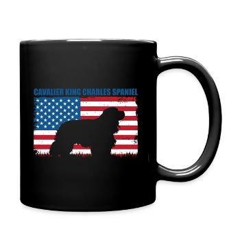 Cavalier King Charles Spaniel Geschenk - Tasse einfarbig - Schwarz - Rechts