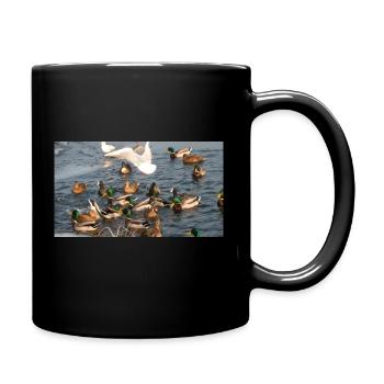 Canard en famille - Mug uni - noir - Droite