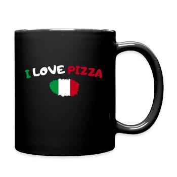 I love Pizza Fast food Geschenkidee - Tasse einfarbig - Schwarz - Rechts