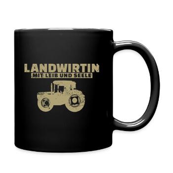 Landwirtin mit Leib und Seele Shirt - Tasse einfarbig - Schwarz - Rechts