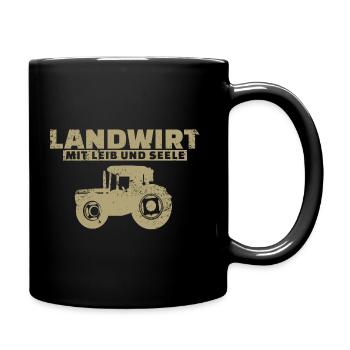 Landwirt mit Leib und Seele Retro Shirt - Tasse einfarbig - Schwarz - Rechts