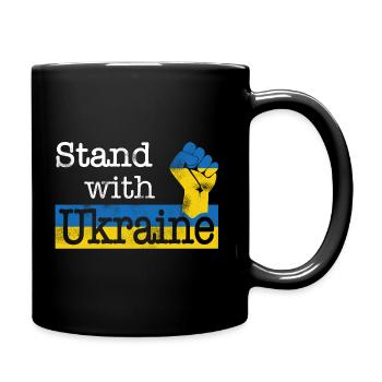 Soutenez l’Ukraine ! blanc bleu jaune - Mug uni - noir - Droite