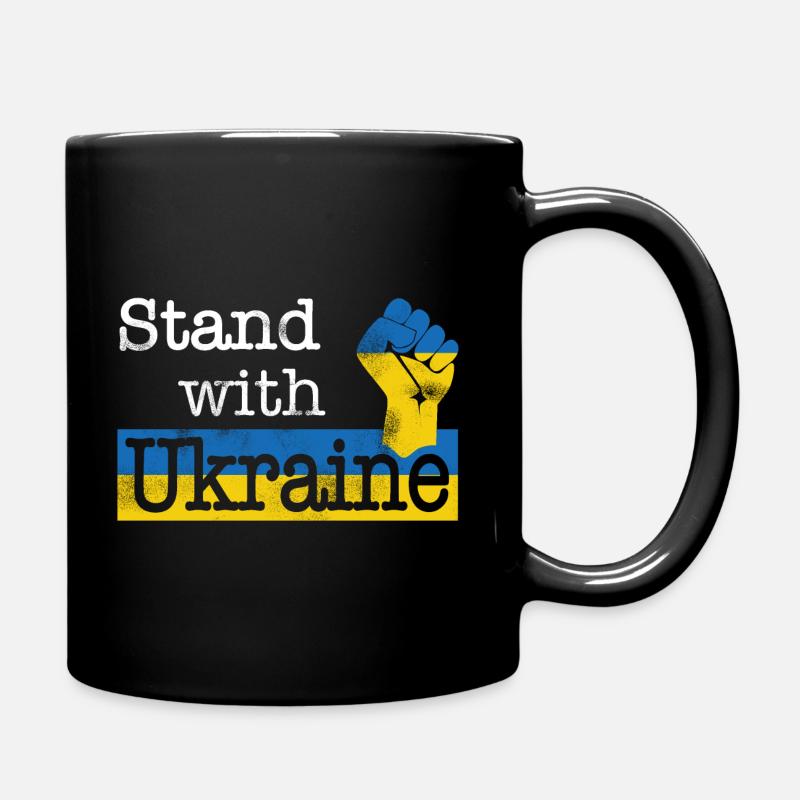 Stå sammen med Ukraine! hvid blå gul - Ensfarvet krus - sort