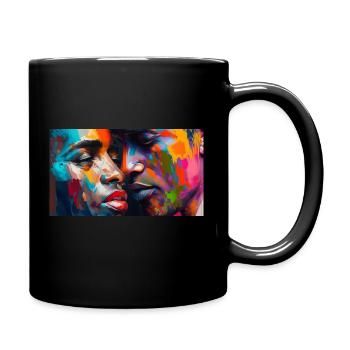 Two faces in a rainbow - Full Colour Mug - black - Right