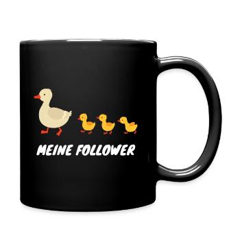 Meine Follower Lustige Enten - Tasse einfarbig - Schwarz - Rechts