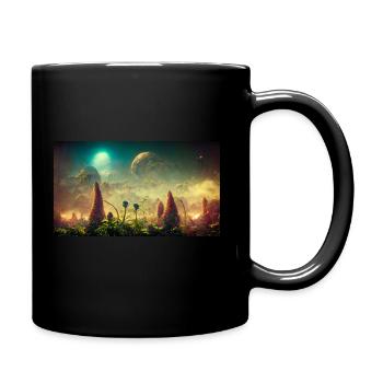 Futuristische Welt - Tasse einfarbig - Schwarz - Rechts