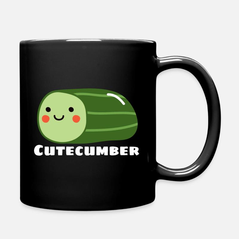 Cutecumber | Cute Cucumber Pun - Full Colour Mug - black