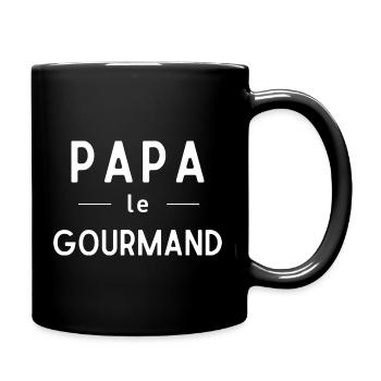 Papa le gourmand. Cadeau original fête des pères - Mug uni - noir - Droite
