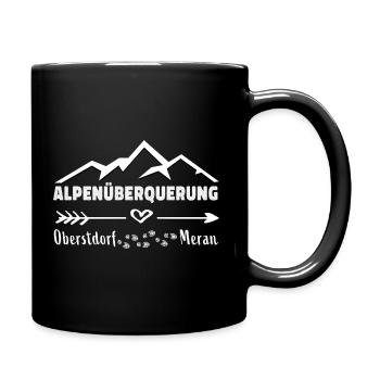 Alpenüberquerung E5 Oberstdorf Meran - Tasse einfarbig - Schwarz - Rechts