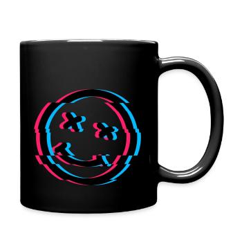 Smile Glitch - Tasse einfarbig - Schwarz - Rechts