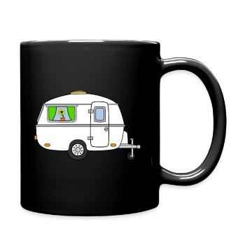Wohnwagen / Caravan Vintage Weiss - Tasse einfarbig - Schwarz - Rechts