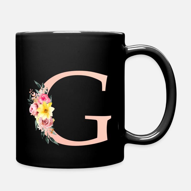 G Monogram Floral - Full Colour Mug - black