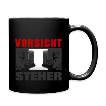 Vorsicht Türsteher Doorkeeper - Tasse einfarbig - Schwarz - Rechts