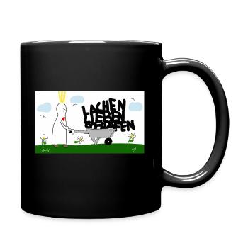 Lachen, lieben, schlafen. - Tasse einfarbig - Schwarz - Rechts