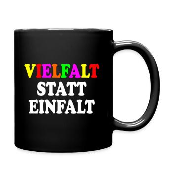 vielfalt statt einfalt - Tasse einfarbig - Schwarz - Rechts