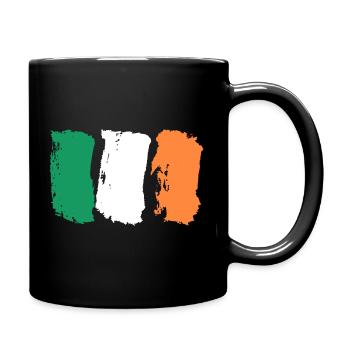 Irland Flagge Pinselstriche - Tasse einfarbig - Schwarz - Rechts