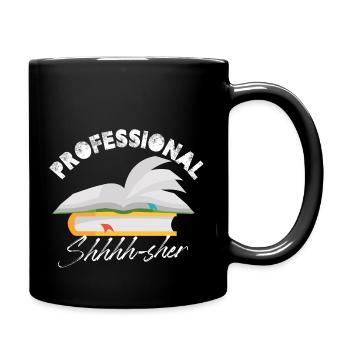 Professional Shhhh-Sher Bookworm Library Assistant - Full Colour Mug - black - Right