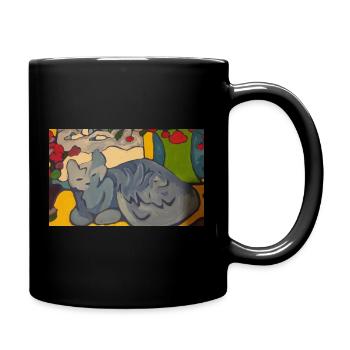Le chat bleu - Tasse einfarbig - Schwarz - Rechts