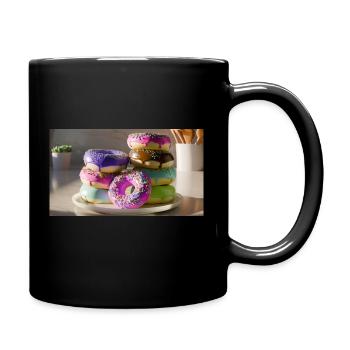 "Donut Delight - Tasse einfarbig - Schwarz - Rechts
