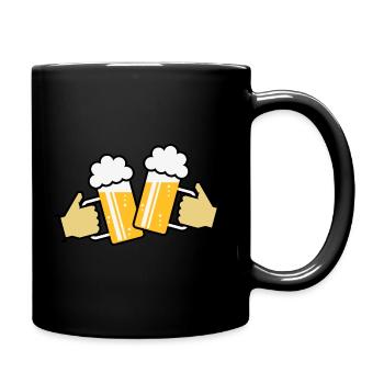 Les chopes à bière trinquent à la main ! (Bière / chopes à bière 4C) - Mug uni - noir - Droite