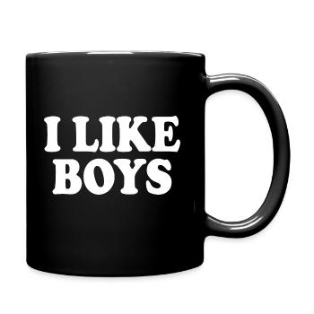 I like boys - Full Colour Mug - black - Right