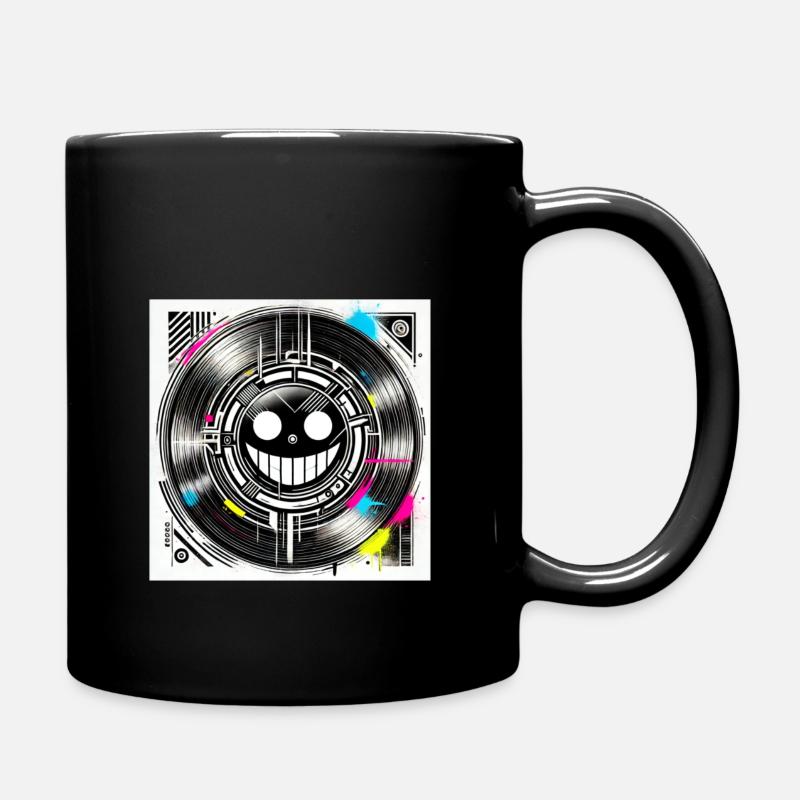 "Cyberpunk Smile Minimaliste avec effet vinyle" - Mug uni - noir
