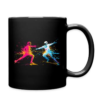 Buntes Fechten Fechter - Tasse einfarbig - Schwarz - Rechts