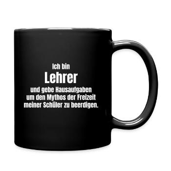 Lehrer Hausaufgaben - Tasse einfarbig - Schwarz - Rechts