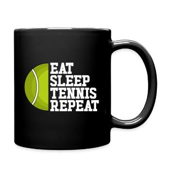 Eat Sleep Tennis Repeat Tennis - Full Colour Mug - black - Right