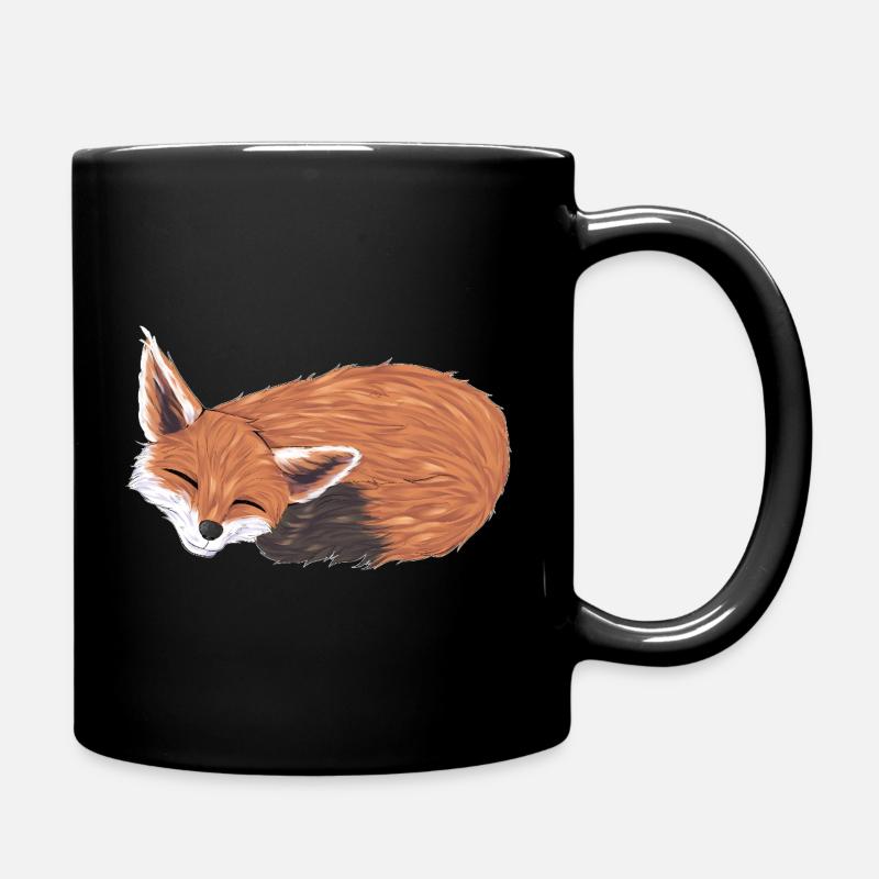 Füchsin im Schlaf mit Warmfarben - Tasse einfarbig - Schwarz
