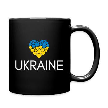 Herz mit der ukrainischen Flagge, ich liebe die Ukraine - Tasse einfarbig - Schwarz - Rechts