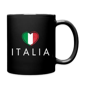 Herz mit Italien-Flagge, ich liebe Italien - Tasse einfarbig - Schwarz - Rechts