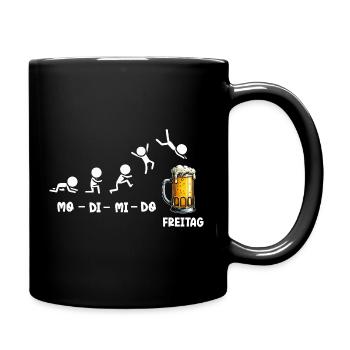 Freitag Wochenende Bierliebhaber Biertrinker - Tasse einfarbig - Schwarz - Rechts