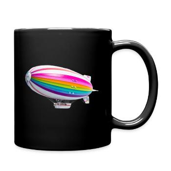 Regenbogen Zeppelin Druck - Tasse einfarbig - Schwarz - Rechts