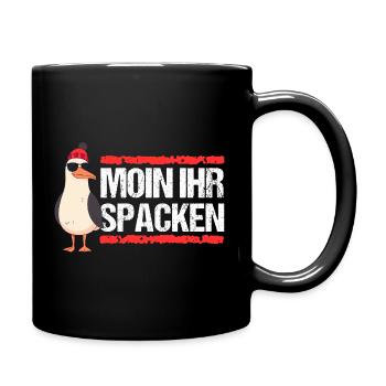 Hamburg Moin Spacken Nordsee Hamburger Möwe Lustig - Tasse einfarbig - Schwarz - Rechts