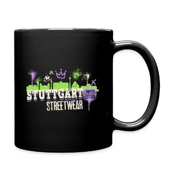 Stuttgart Skyline Stadt Deutschland Graffiti Kunst - Tasse einfarbig - Schwarz - Rechts