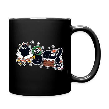Funny Cats Reindeer Crew Xmas Parade, Kittens  - Full Colour Mug - black - Right