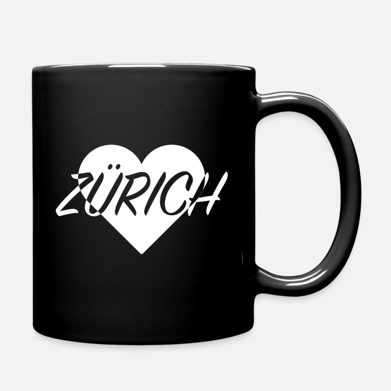 I LOVE ZÜRICH Herzmuster - Tasse einfarbig - Schwarz
