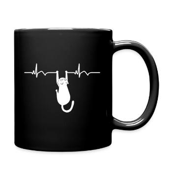 ECG du chat Fréquence cardiaque Battement de cœur - Mug uni - noir - Droite