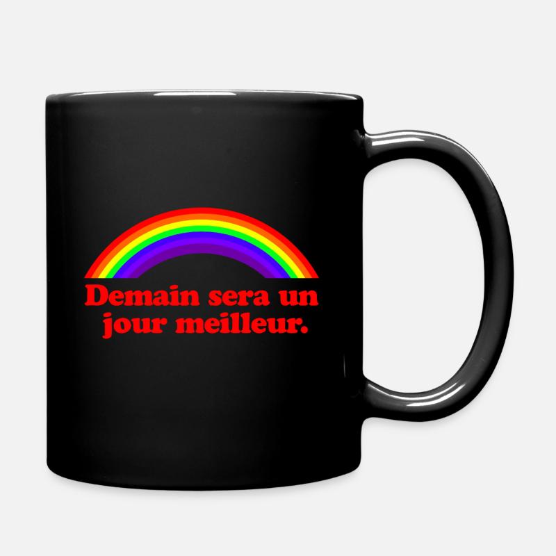 Morgen wird ein besserer Tag – Regenbogen - Tasse einfarbig - Schwarz